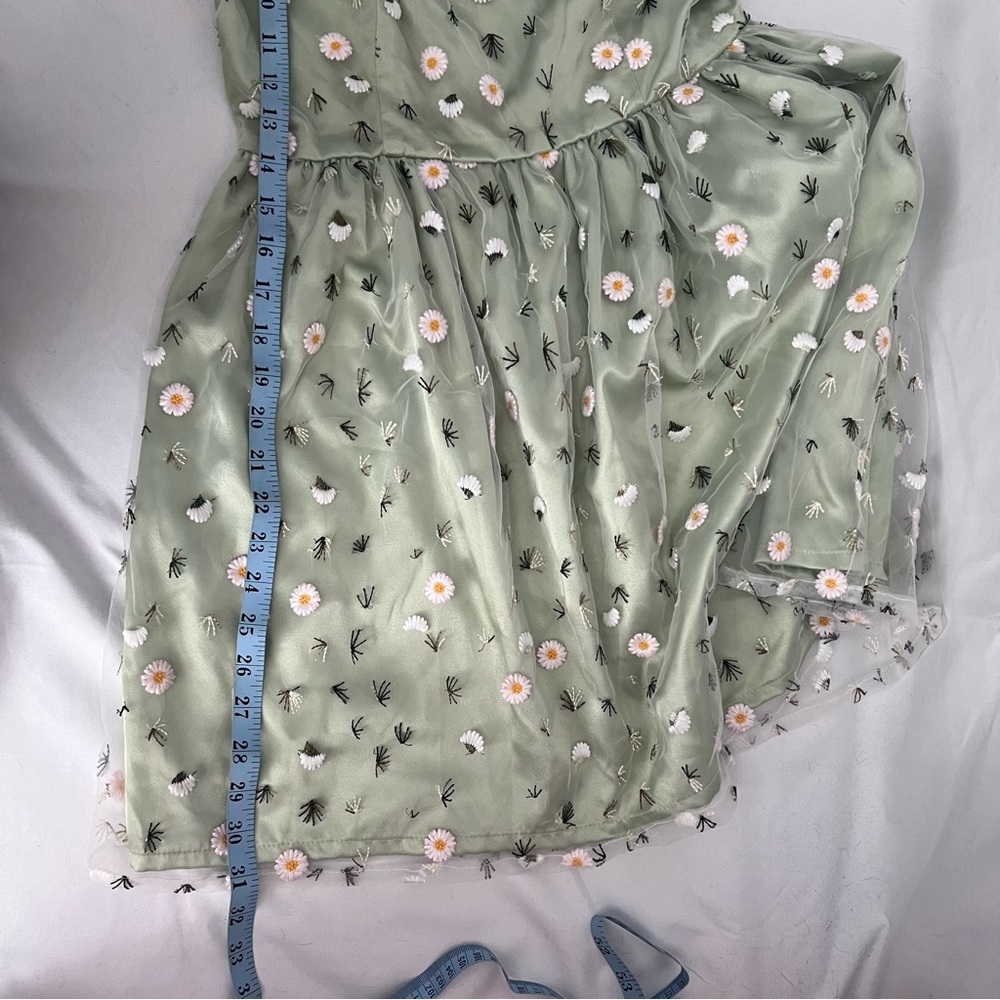 Sugar Thrillz Dollskill Faircore whimsy pastel green daisy mini dress - Picture 10 of 13